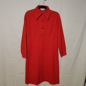 Red Dutchmaid Dress. True Vintage. Dagger collar. 34